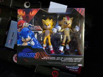 Sonic 3 Jakks Light Up 2 Pack Super Sonic Super Shadow