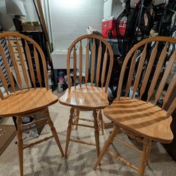 Three Amish Oak Stools