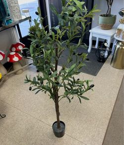 Artificial Olive Tree in Black Pot