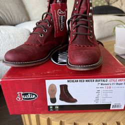 Justin Boots - Mckean Leather Kiltie Lace Up Booties