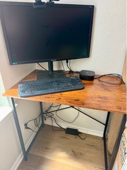 Office Desk, Chair, and Monitor