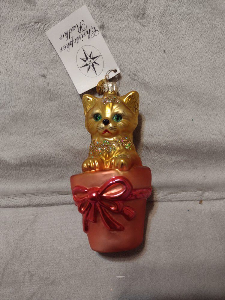 2001 Christopher Radko Terracotta Kitty Ornament