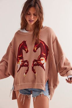 New FREE PEOPLE Mirrored Horses Camden We the Free Graphic Size Small Sold Out