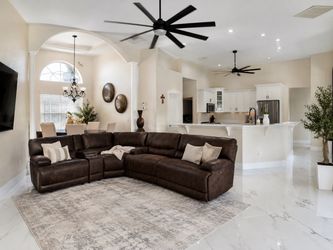 Dark Brown Leather Sectional Recliner Sofa