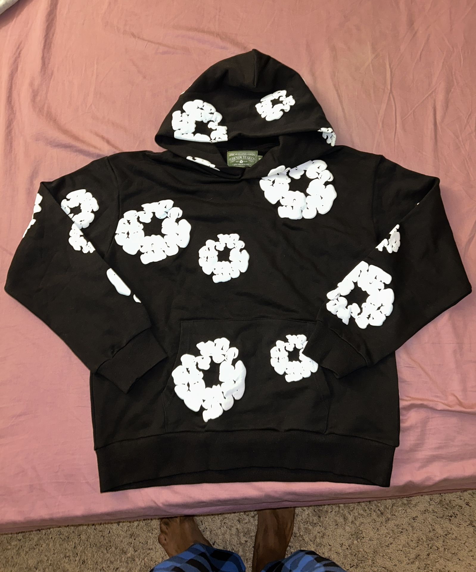 Black & White Denim Tear Hoodie