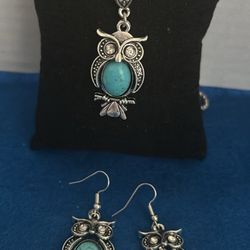 Owl Necklace And Earrings 