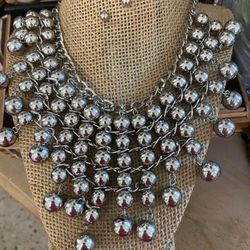 Juego Collar Aretes Stainless Piedra Dormilona Joyería Antigua 