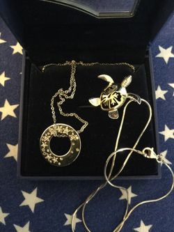 Sterling Silver Tortoise necklace & Swarovski Crystal necklace