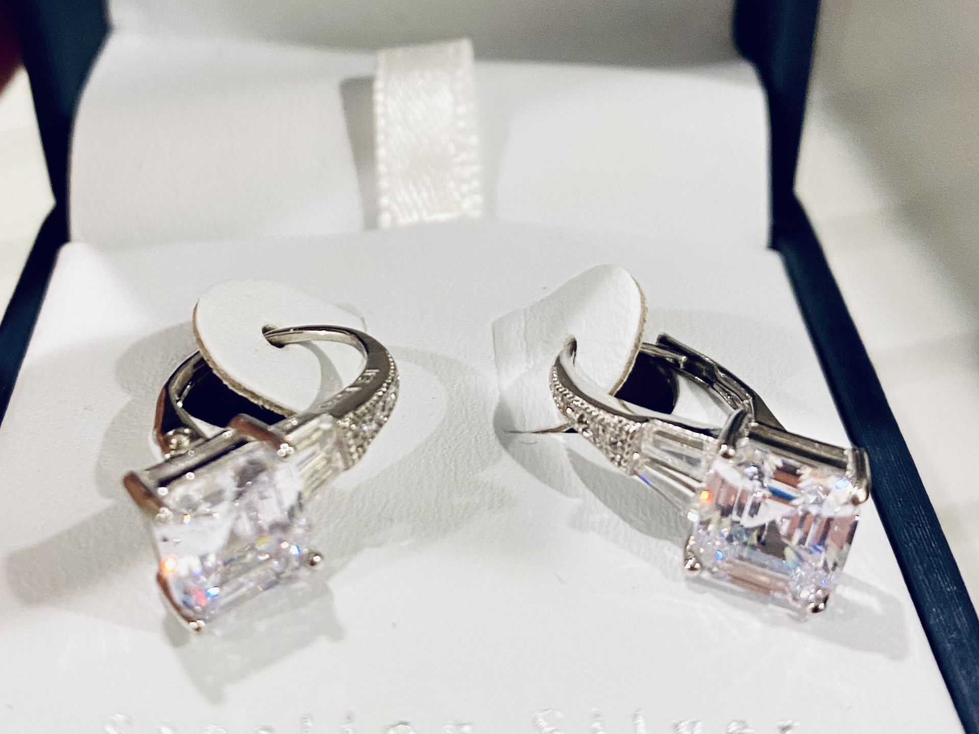 Emerald Cut Simulated Diamond Drop Earrings
