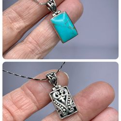 2 Sided Sterling & Turquoise Necklace 