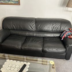 Black Leather Couch, Full-Size