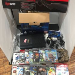 PlayStation 3 250GB with 14 games headphone 2 controller and new super shooter