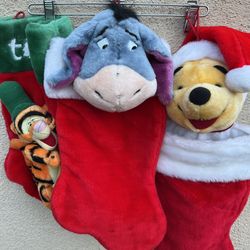 Disney Winnie The Pooh Eeyore Tigger Plush Christmas Holiday Stocking 3D