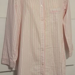 Victoria's Secret Long Modest Nightshirt Nightgown Med Long Sleeve Cotton Blend 