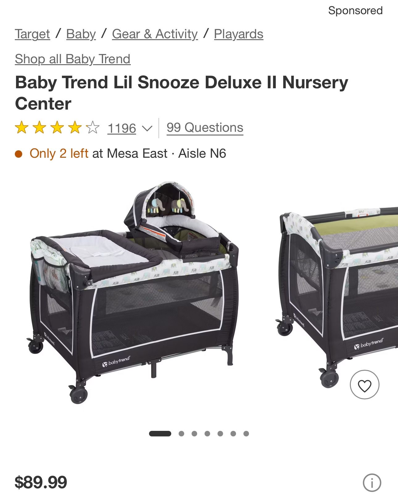 Baby Trend Lil Snooze Deluxe II Nursery Center