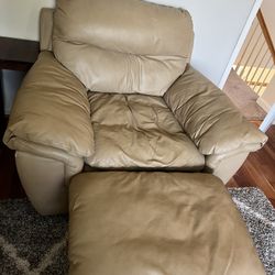Oversized Leather Chair And Ottoman