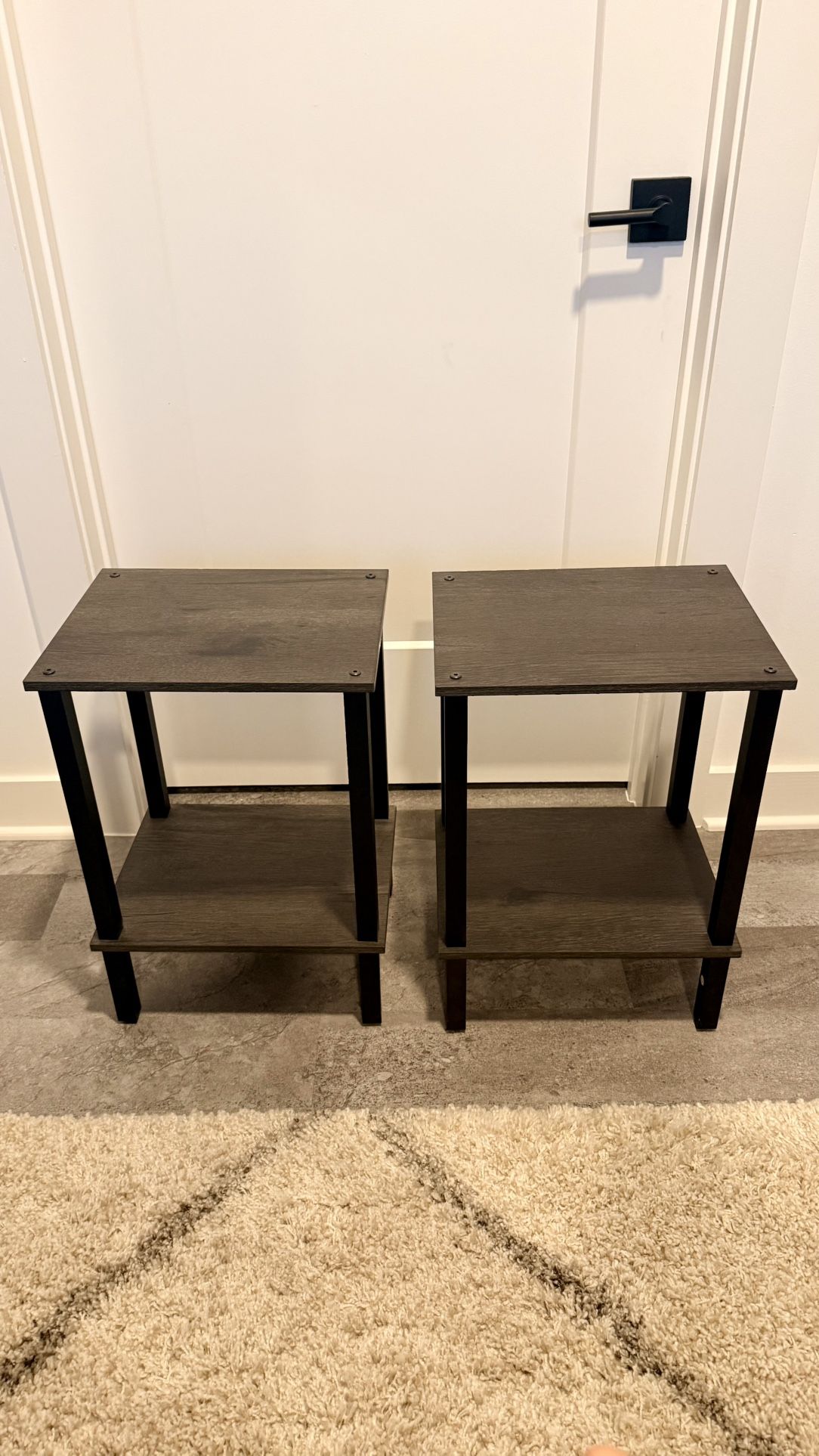 Set Of Brown Wood Side Tables