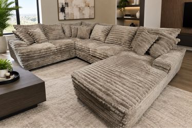 Brand New Oversized Mocha Corduroy Sectional