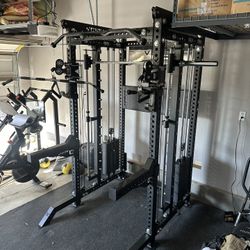PRO SERIES Ultimate 3-1 Half Rack Functional Trainer w/Smith Machine Bar | 400lb Stack | Gym Equipment | Fitness | Commercial | Squat Rack 