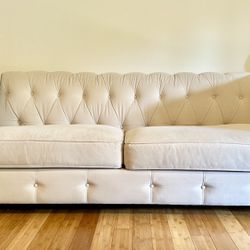 Ivory/Off White Chesterfield Sofa (Sleeper For One)