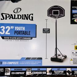 SPALDING 32” YOUTH PORTABLE BASKETBALL HOOP SYSTEM - *BRAND NEW IN BOX*