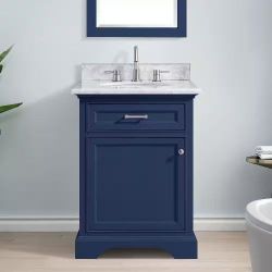 24" Navy Blue Bathroom Vanity Sink with Marble Top