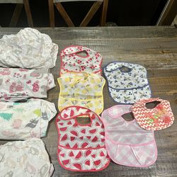 Lots Of Girls Crib Fitted Sheets, Bibs, & Bottles & Sippy Cupsyy