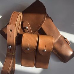 3-Piece Leather Holster Set for Type 54 or TT Tokarev pistols