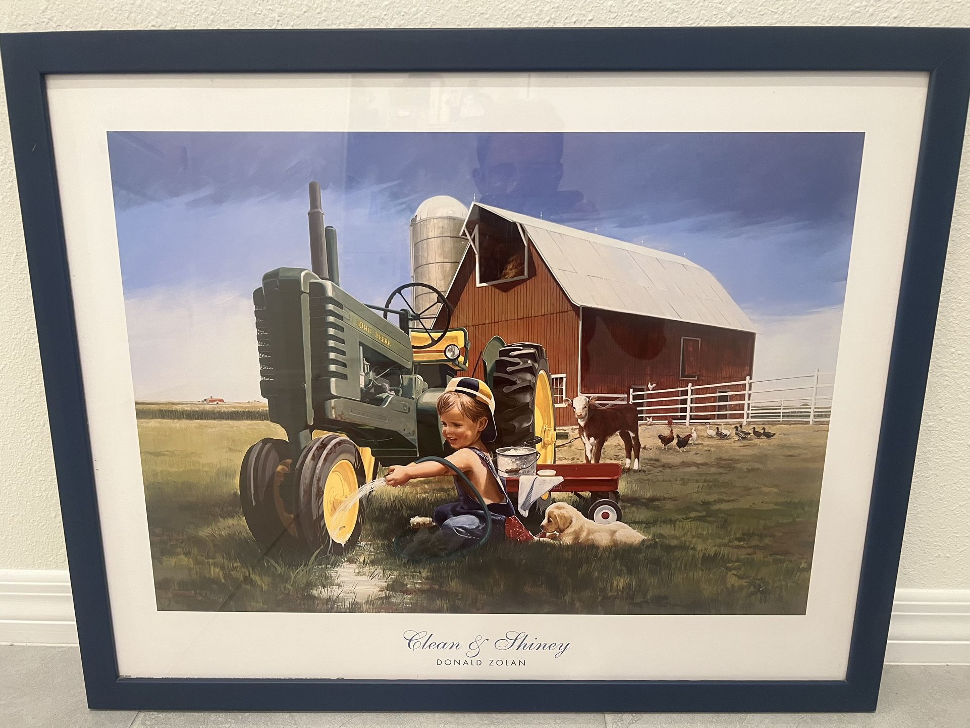 Donald Zolan CLEAN SHINY John Deere Tractor Print Signed Rare Little Farm Hands