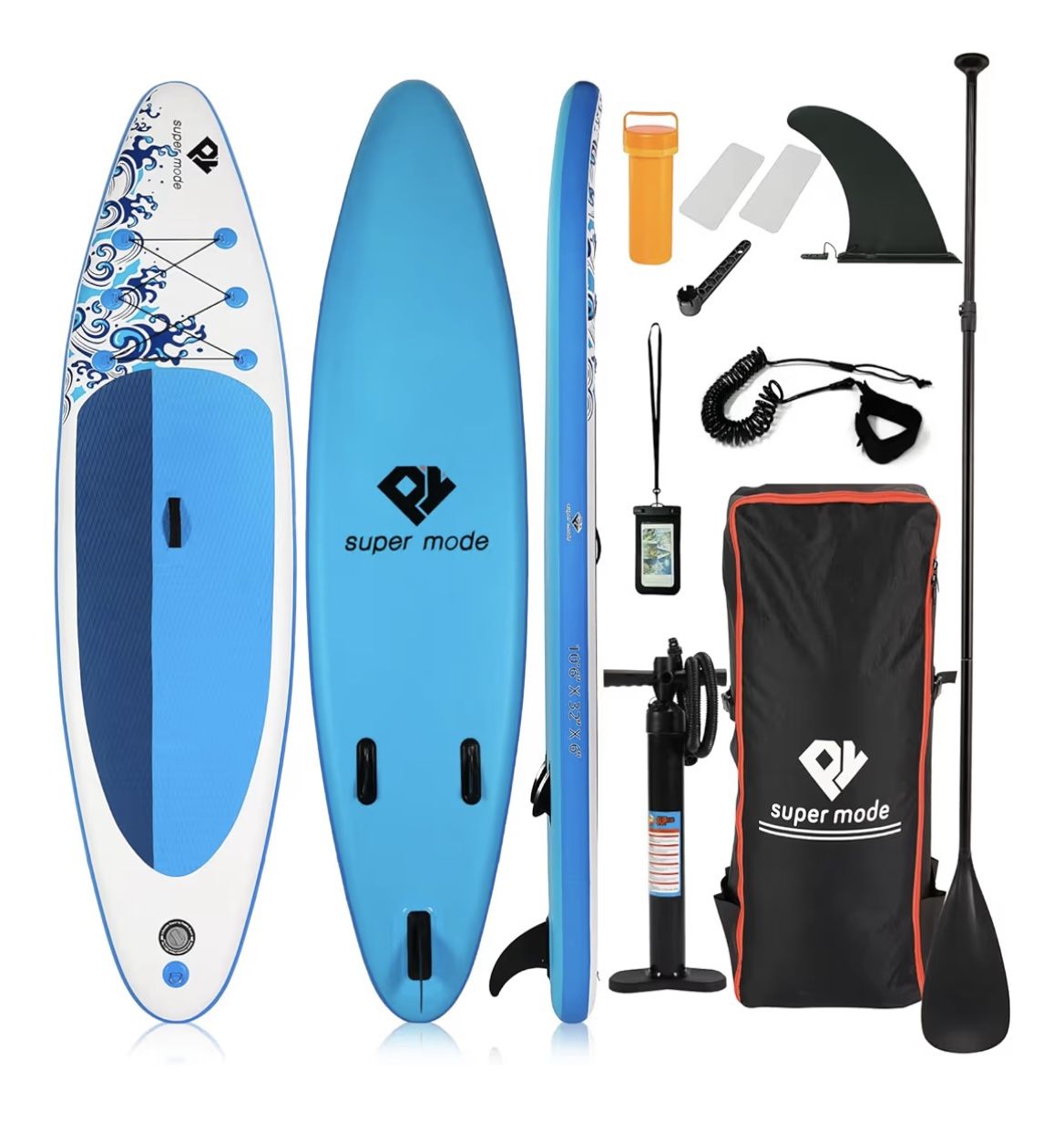 10ft Inflatable Paddle Board 6x32x6 with Premium SUP Accessories - Backpack, Adjustable Paddle.