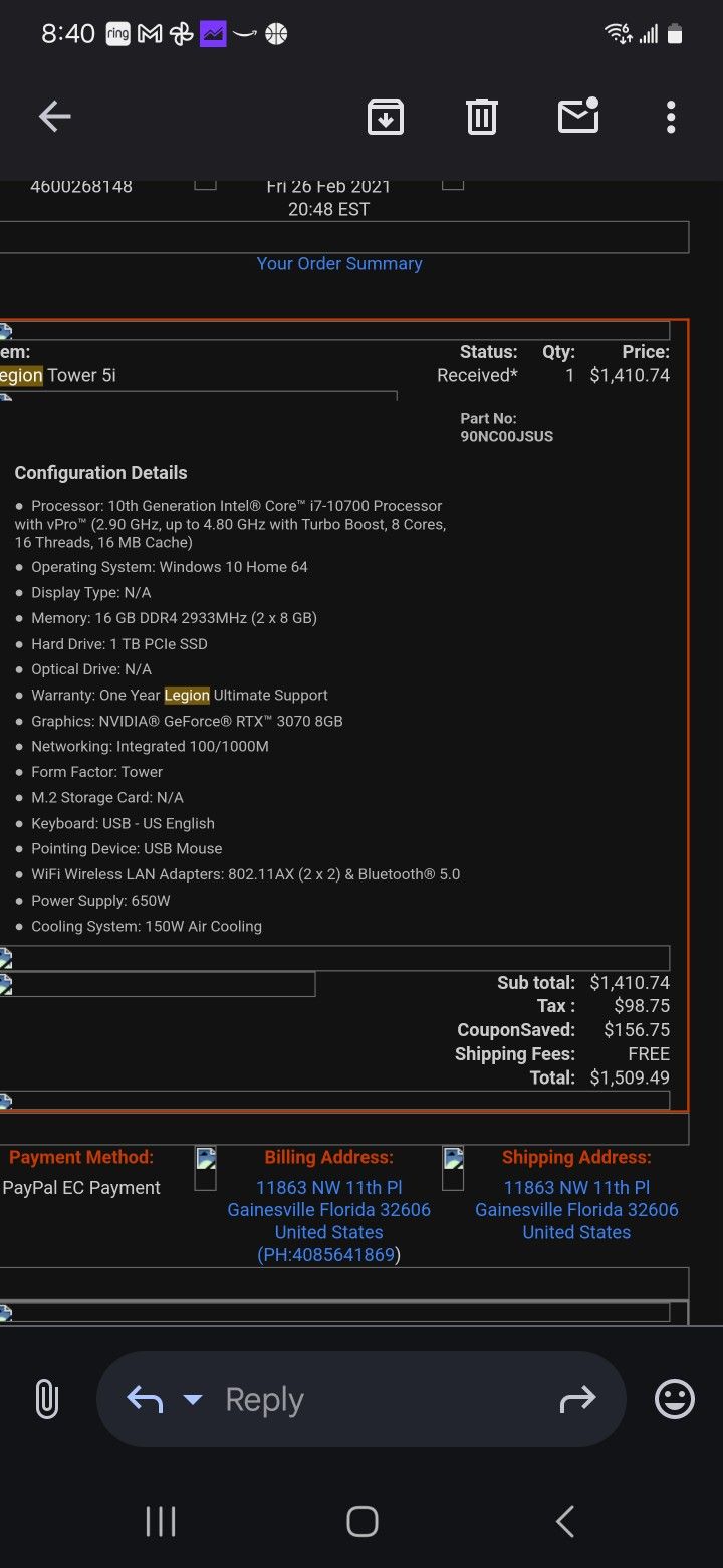 Legion Tower 5i Gaming Pc