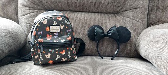Disney Halloween Loungefly Mini Backpack and Mickey Ears