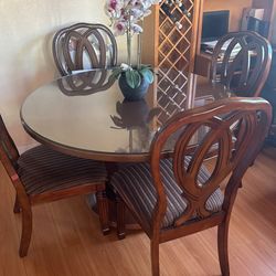 Solid Wood Dining Table Four Chairs Set