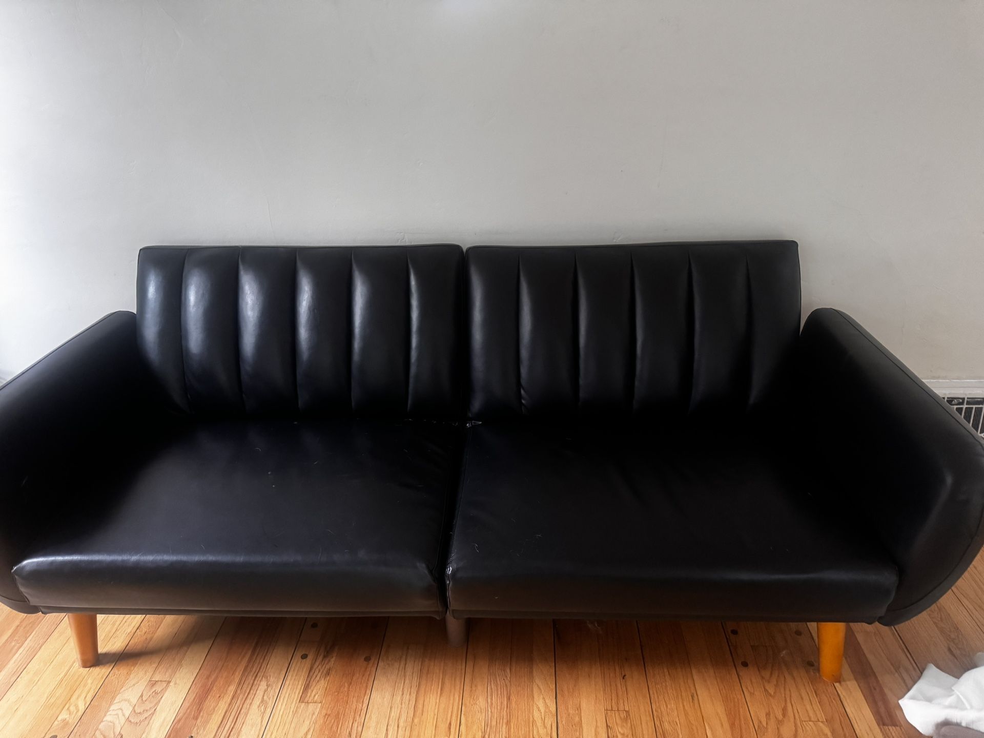 Black Leather Futon Perfect Condition 