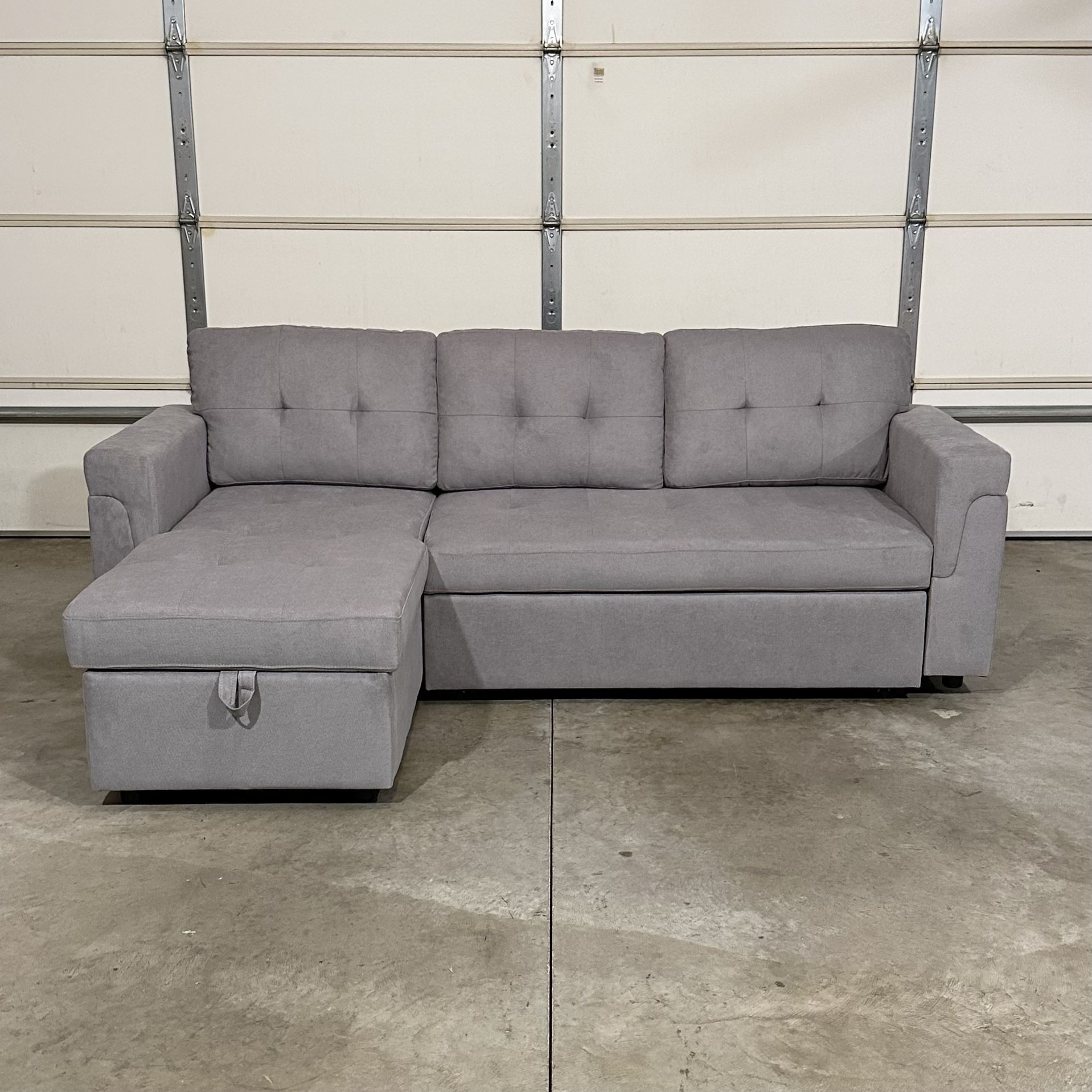 New Gray Sofa Bed Sectional / Couch with Chaise (Can Deliver)