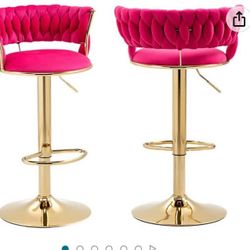 Two Pink Bar Stools 