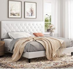 Bed Frame Queen Faux Leather Head Board