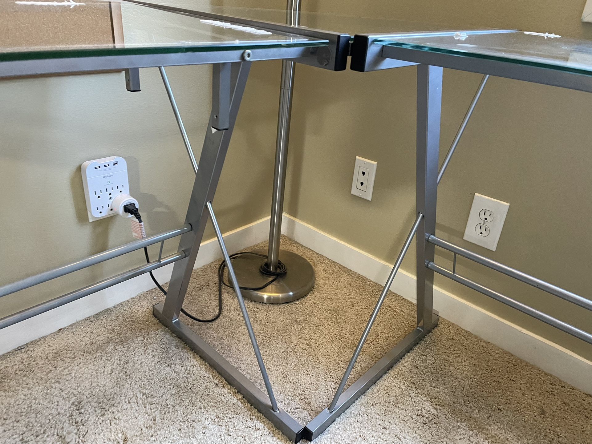 Glass L-Shaped Desk - Free!