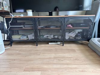 Black/brown metal tv stand/cabinet