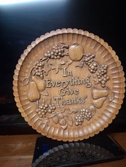 Vintage "In Everything Give Thanks" Resin 13" Wall Plaque