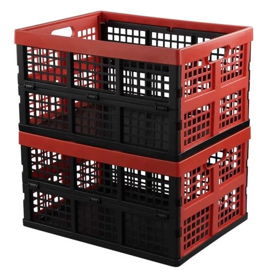 Readsky 34 Liter, 4 Pack Collapsible Plastic Storage Crates, Folding Crate Storage