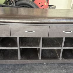Black Shoe storage Bench with Drawers