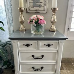 White And Grey Oversized Nightstand Or Small Dresser