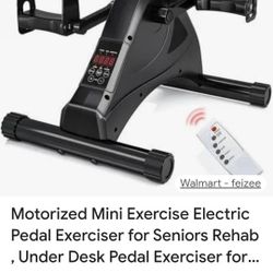 Motorized Mini Exercise Bike Electric Pedal Exerciser for Seniors Rehab Training, Under Desk Bike Pedal Exerciser for Arm/Leg Fitness & Physical Thera