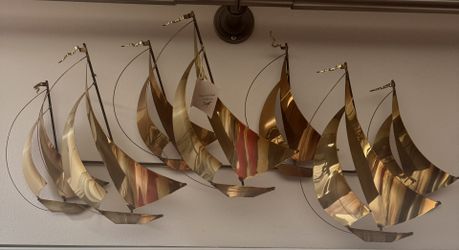 Vintage Mid Century Modern De Mott Sailboat Wall Sculpture 