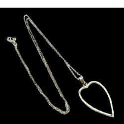 Vtg.STERLING SILVER  " FAS" OPEN HEART PENDANT NECKLACE- 18IN.