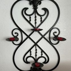Rod Iron 4 Candle Holder For Wall. 