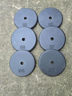 4x Matching 20lb and 2x 12.5lb Standard 1inch Pancake Style Weight Plates