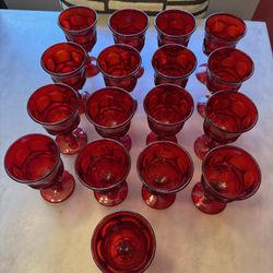 Vintage Red Goblets - Set Of 17