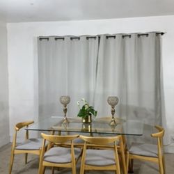 MCM Glass Top Dining Table with 6 Chairs